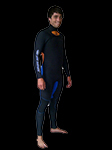 Custom Wetsuit - Black Orange Blue Front Design
