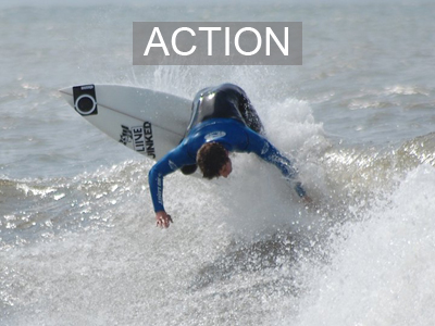 Action Shots - Wetsuits in action during competitive surfing